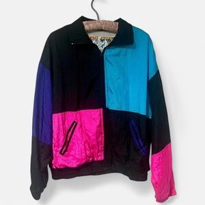 Vintage Red Pepper Action Wear Multicolor Windbreaker - L